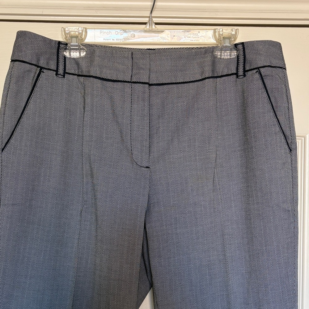 Talbots Navy and White Herringbone Pants career work sz 14W stretch cuffed